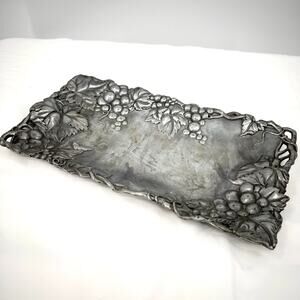 Vintage 1996 Arthur Court Silver Aluminum Grape Vine Small Platter